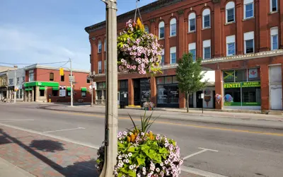 Shelburne Downtown Core with flowers